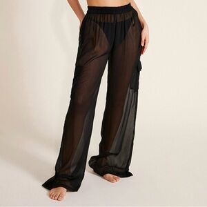 Never Worn Nasty Gal Black Sheer Swim Cargo Pants